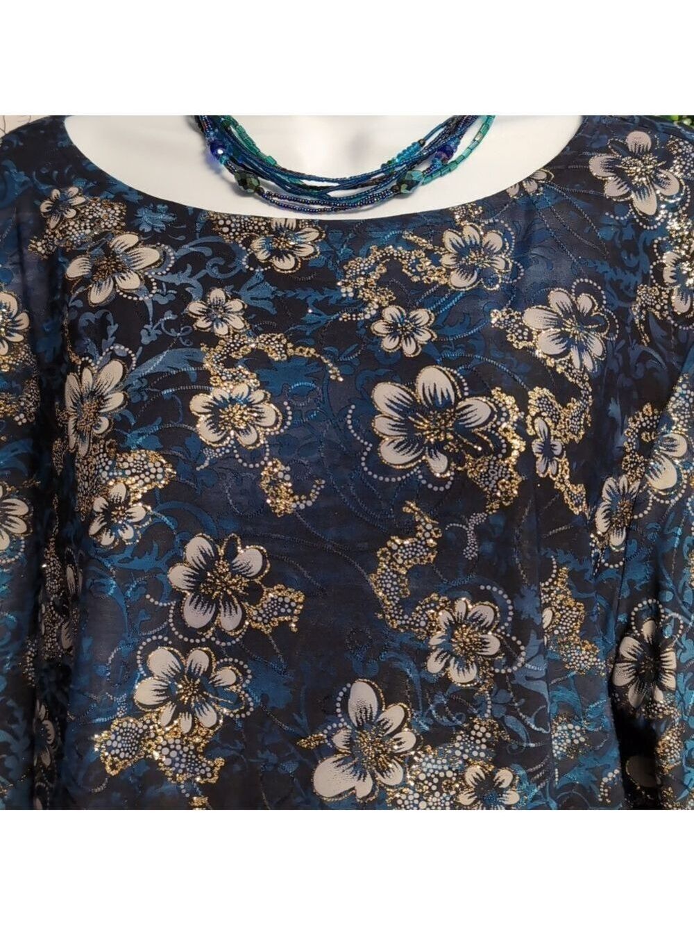 Glitz & Gold Blue Floral Top - Picture 5 of 7